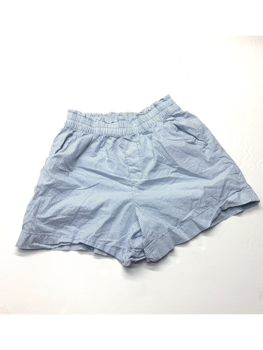 Aerie AEO Blue Elastic High Waist Lounge Shorts Striped Size M